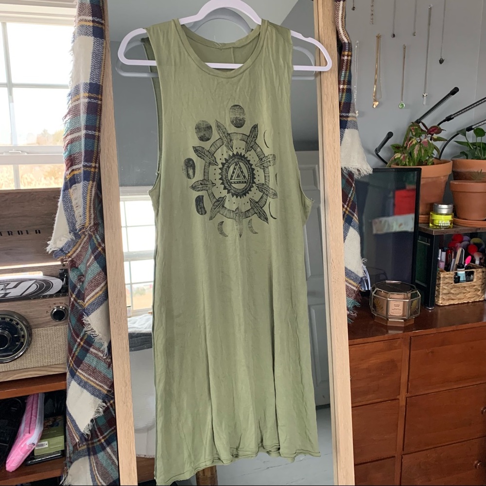 Raw hem tank top dress